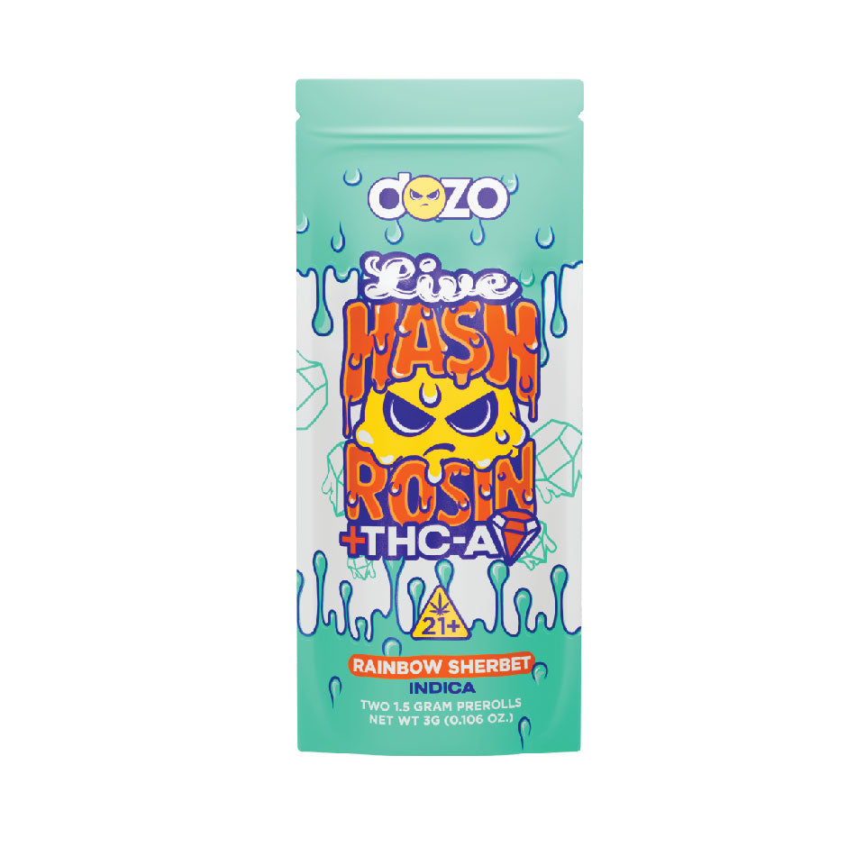 Dozo LIVE HASH ROSIN Preroll | Rainbow Sherbet (Indica) 2pk (box of 10)