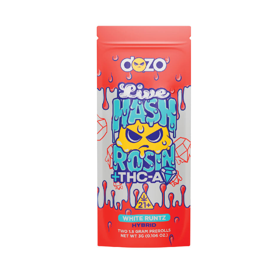 Dozo LIVE HASH ROSIN Preroll | White Runtz (Hybrid) 2pk (box of 10)