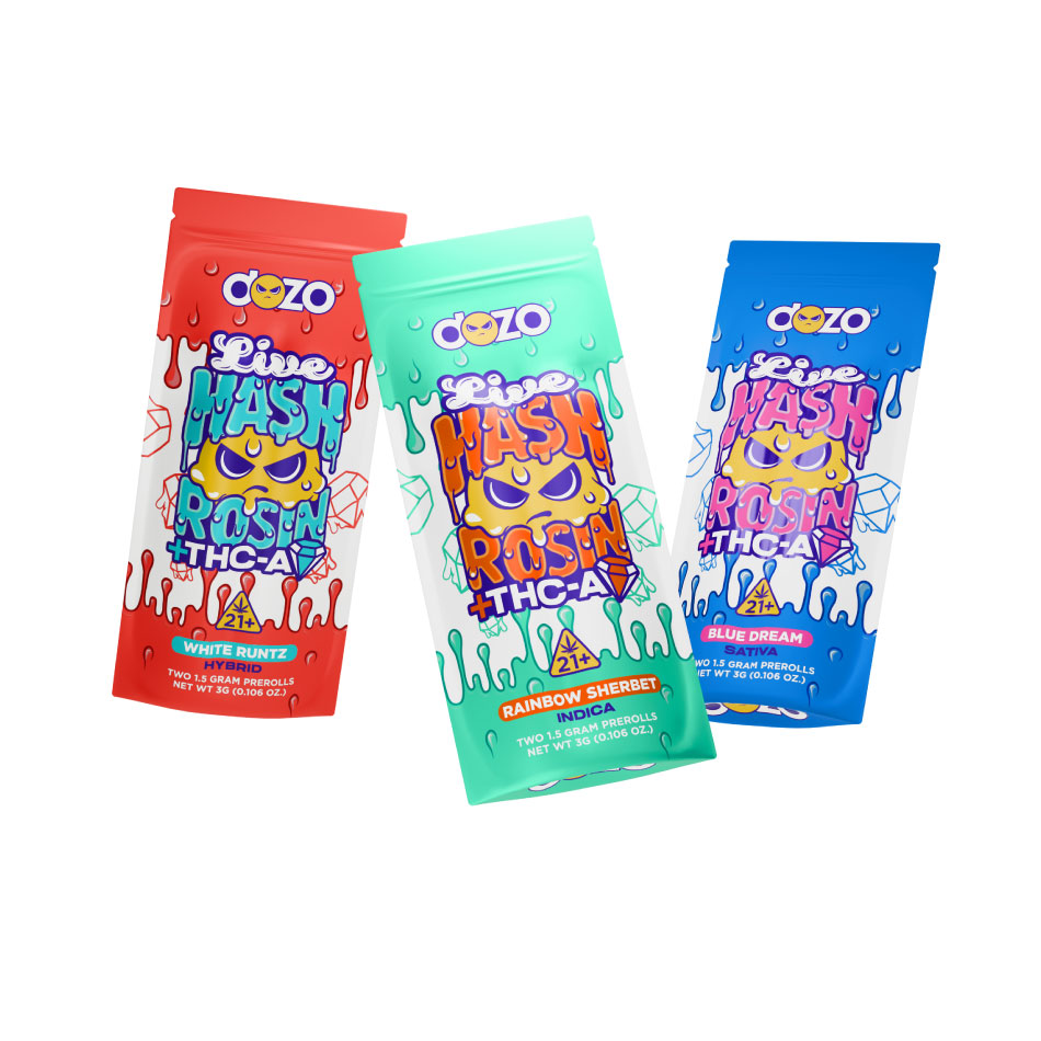 Dozo LIVE HASH ROSIN Preroll | White Runtz (Hybrid) 2pk (box of 10)
